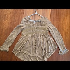 Free People Tan Blouse - Size S